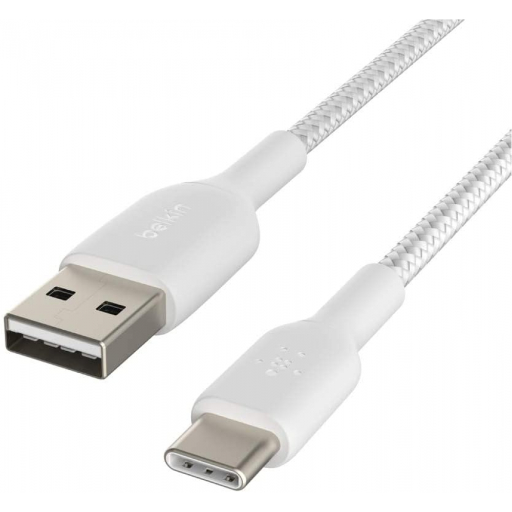 Кабель USB-A — USB-C Belkin для зарядки и синхронизации, 1 м, витой, белый