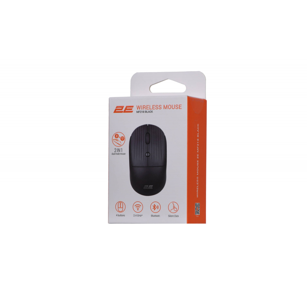 Мышь 2E MF218 Silent, WL/BT, чёрный