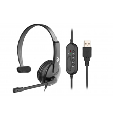 Гарнитура ПК моно On-ear 2E CH12 USB, omni-mic, 2м, черный