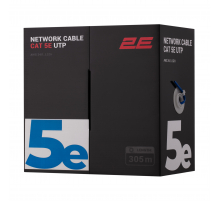Кабель витая пара 2E CAT 5e, U-UTP, 305м, AWG 24/1, LSZH, синий