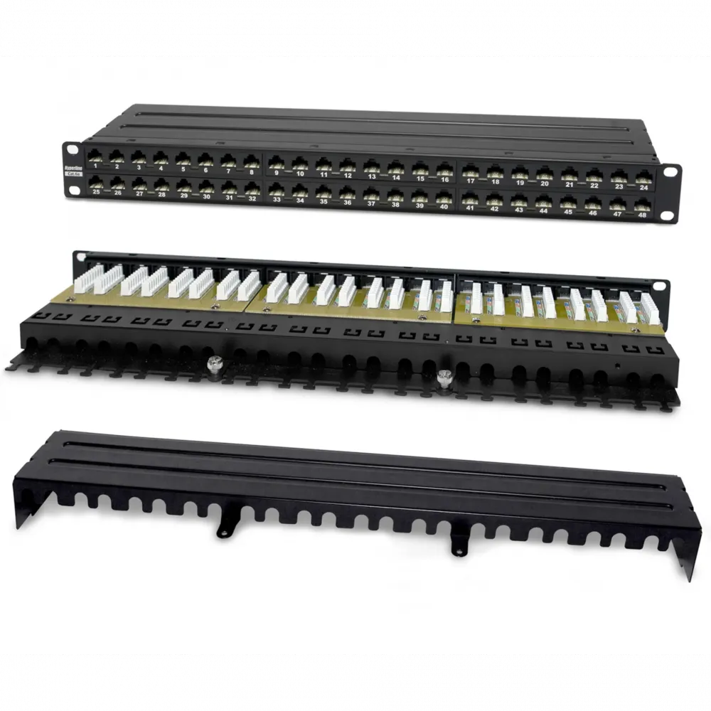 Патч-панель высокой плотности 19" 1U 48 портов RJ-45 Cat.6A неэкранированная Dual IDC