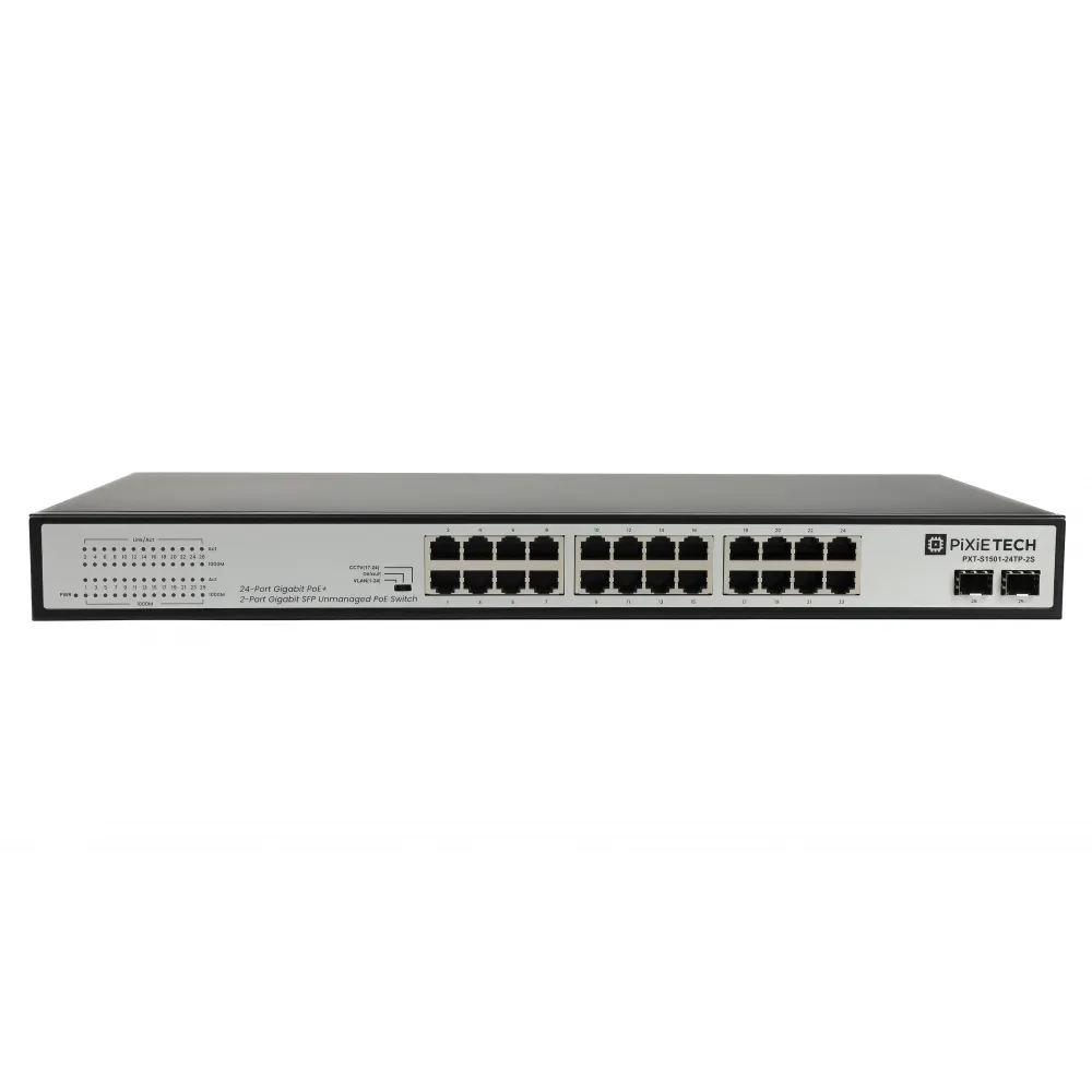 Неуправляемый PoE коммутатор Pixietech PXT-S1501-24TP-2S