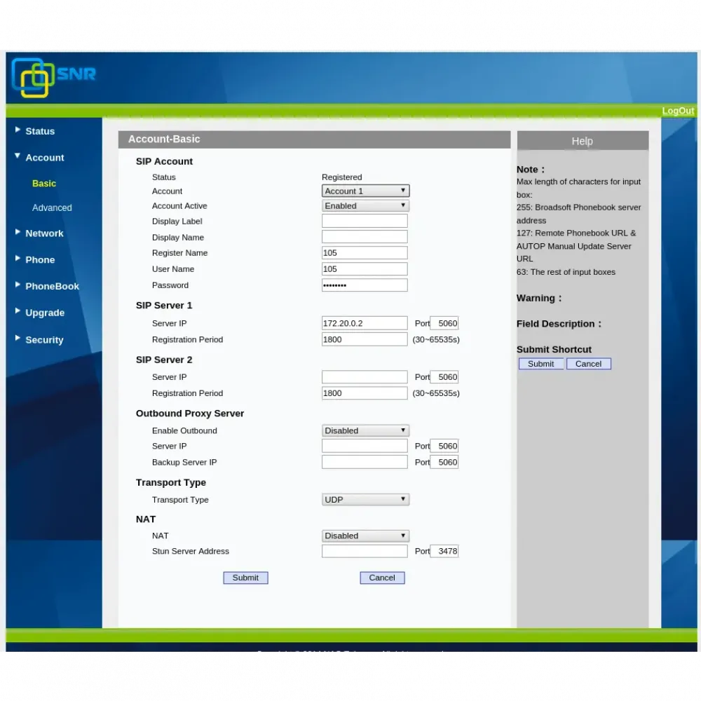 IP-телефон SNR-VP-53 с поддержкой PoE