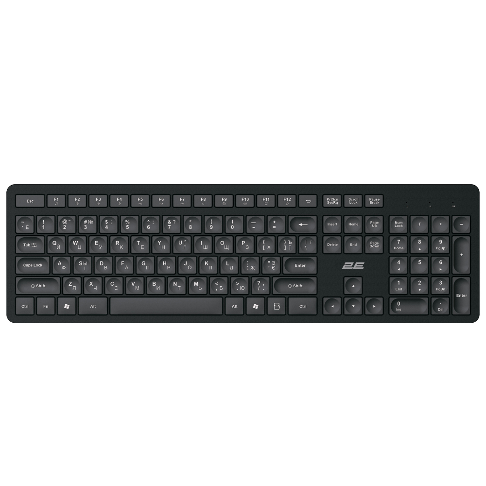 Клавиатура мембранная 2E KS260 106key, WL, EN/UK/RU, чёрный