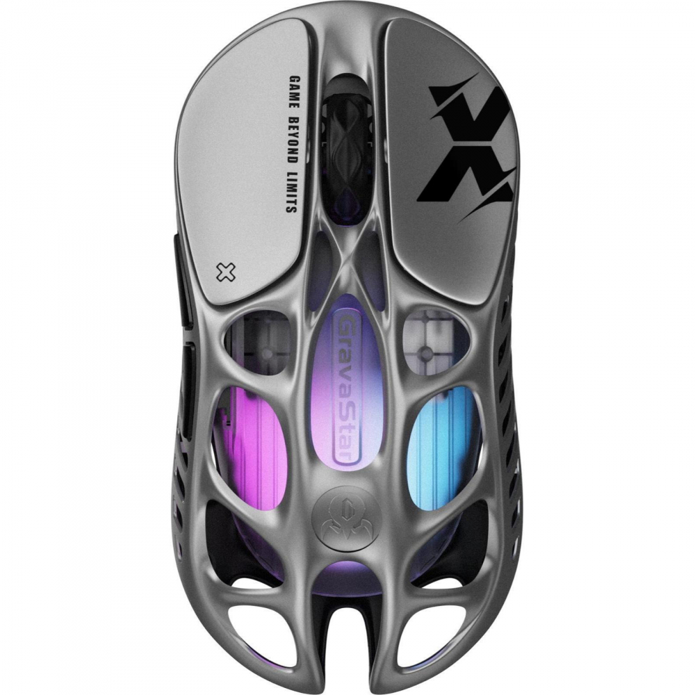 Мышь GravaStar Mercury X, BT/WL/USB-A, RGB, серый