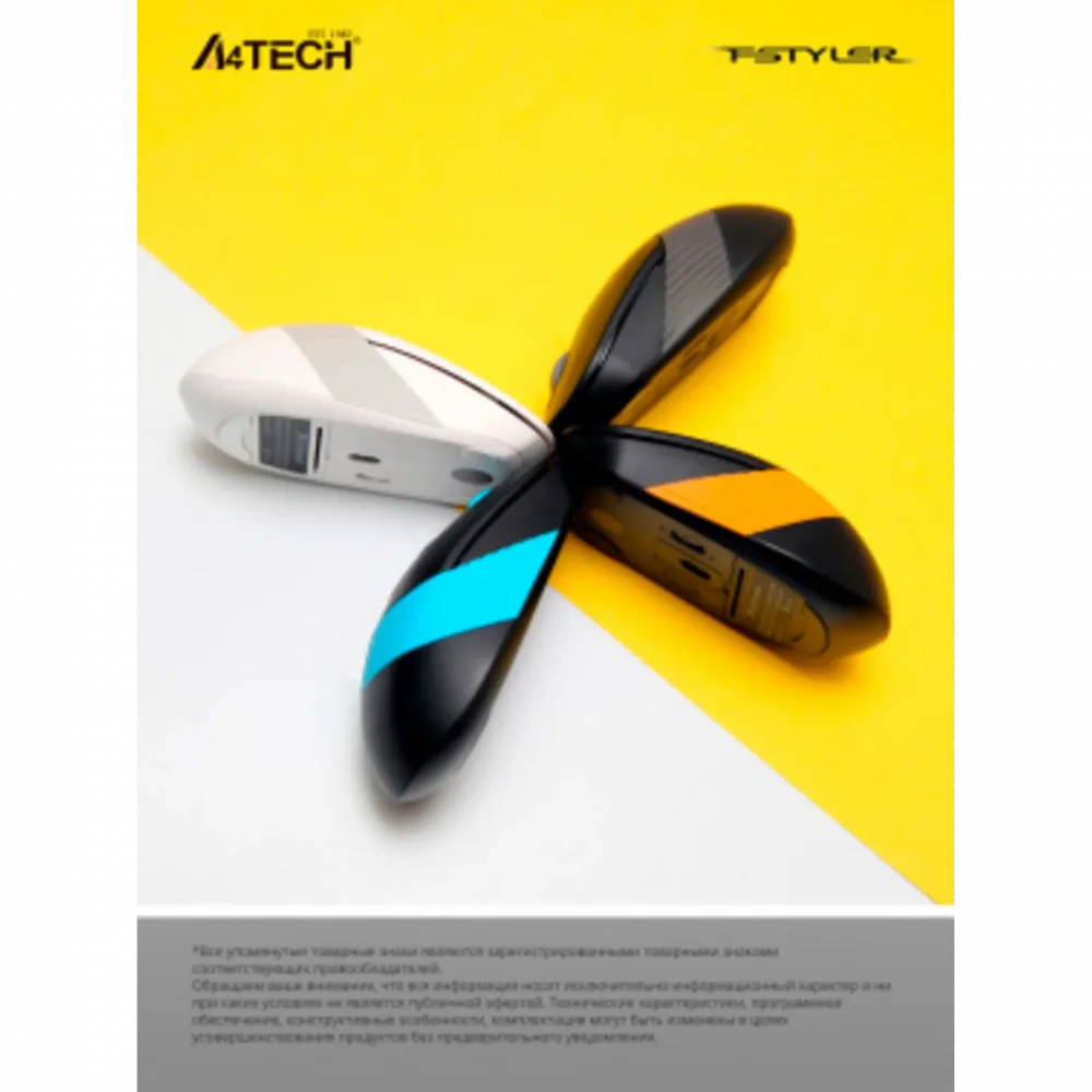 Мышь A4Tech Fstyler FG10S черный/серый оптическая (2000dpi) silent беспроводная USB для ноутбука (4but)