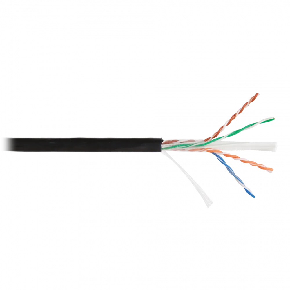 Кабель NETLAN U/UTP 4 пары, Кат.6 (Класс E), 250МГц, одножильный, BC (чистая медь), внешний, PE до -40C, черный, 305м