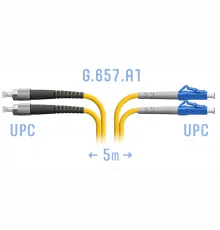 Патчкорд оптический LC/UPC-FC/UPC SM G.657.A1 Duplex 5 метров