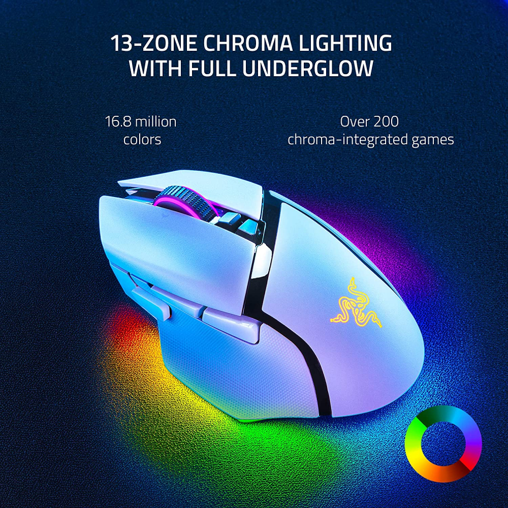 Мышь Razer Basilisk V3 Pro, RGB, USB-A/WL/BT, белый
