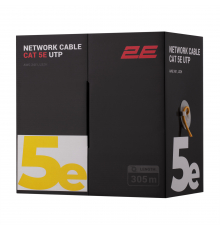 Кабель витая пара 2E CAT 5e, U-UTP, 305м, AWG 24/1, LSZH, желтый