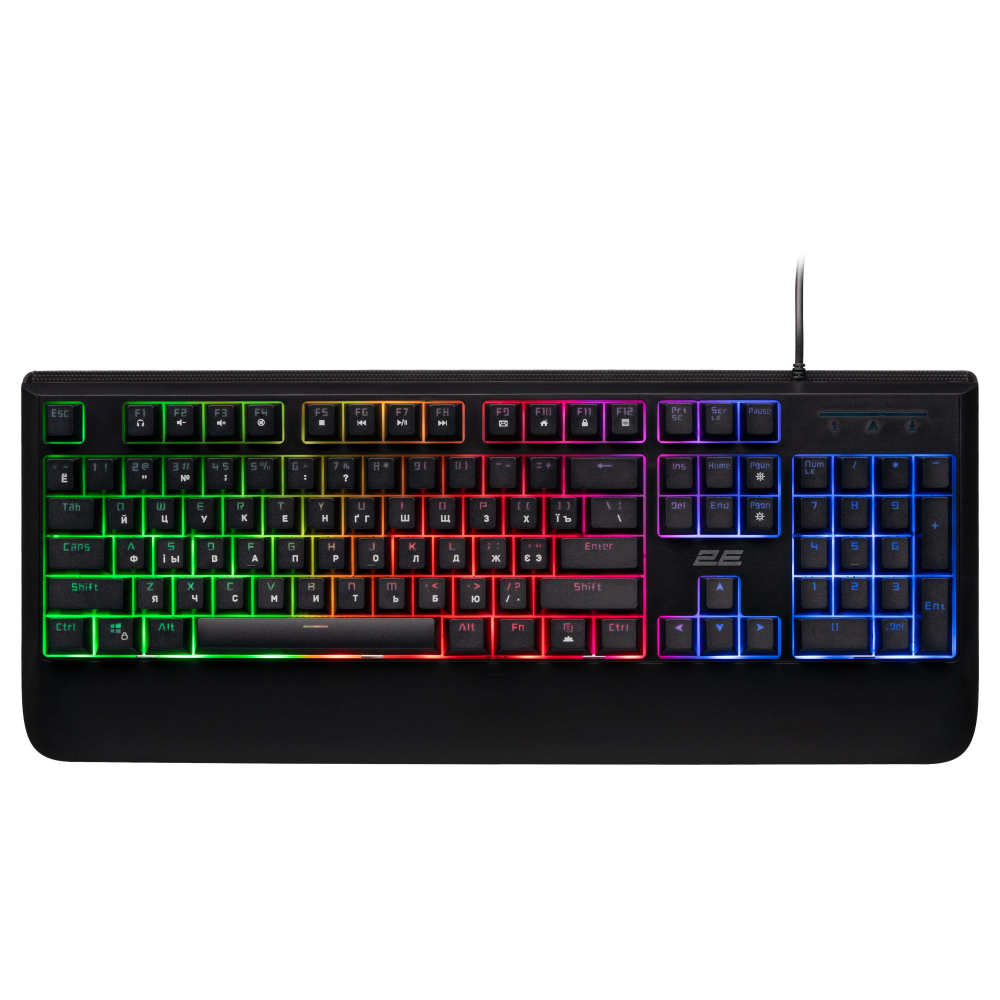 Клавиатура мембранная 2E GAMING KG325 104 клавиши, USB, EN/UA/RU, подсветка, черный