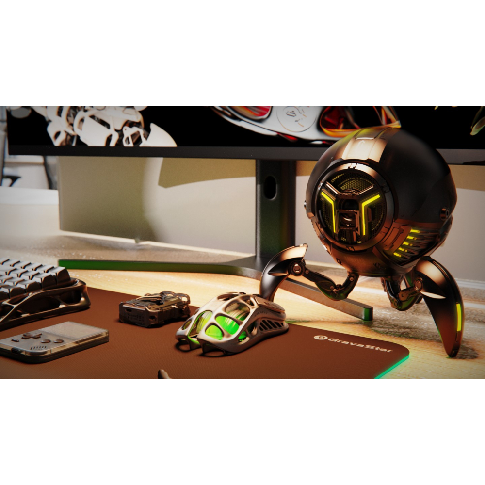 Мышь GravaStar Mercury M1 Pro, магниевый корпус, BT/WL/USB-A, RGB, Gunmetal Gray