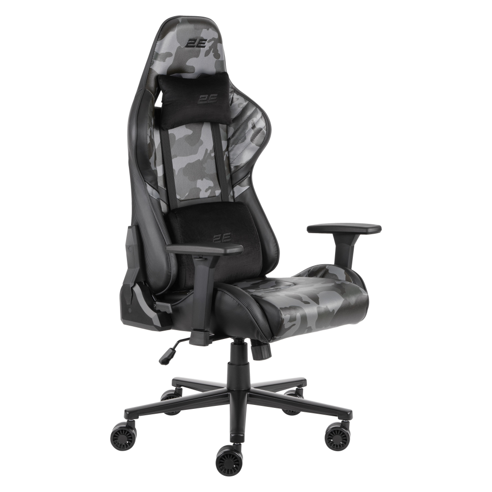 Кресло 2E GAMING HIBAGON II, ПУ кожа, 3D-Armrests, чёрно-зелёный