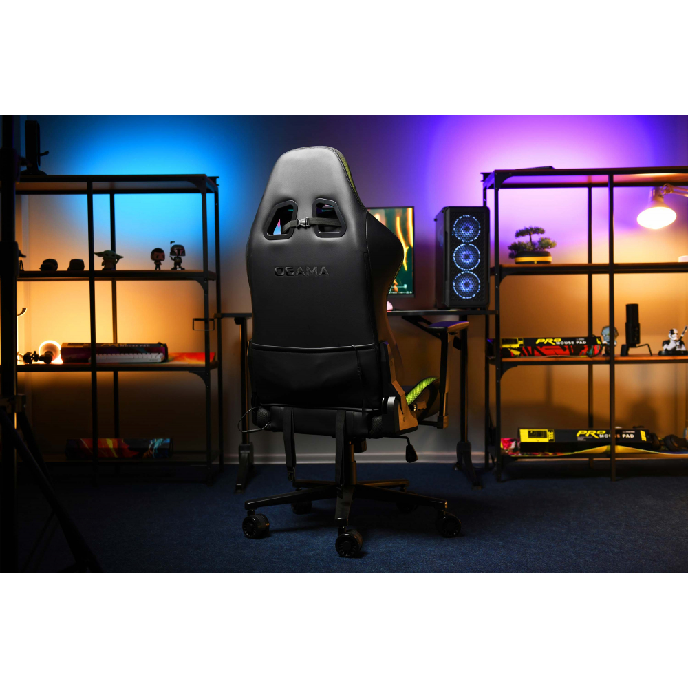 Кресло 2E GAMING OGAMA II RGB, ПУ кожа, 3D-Armrests, чёрный
