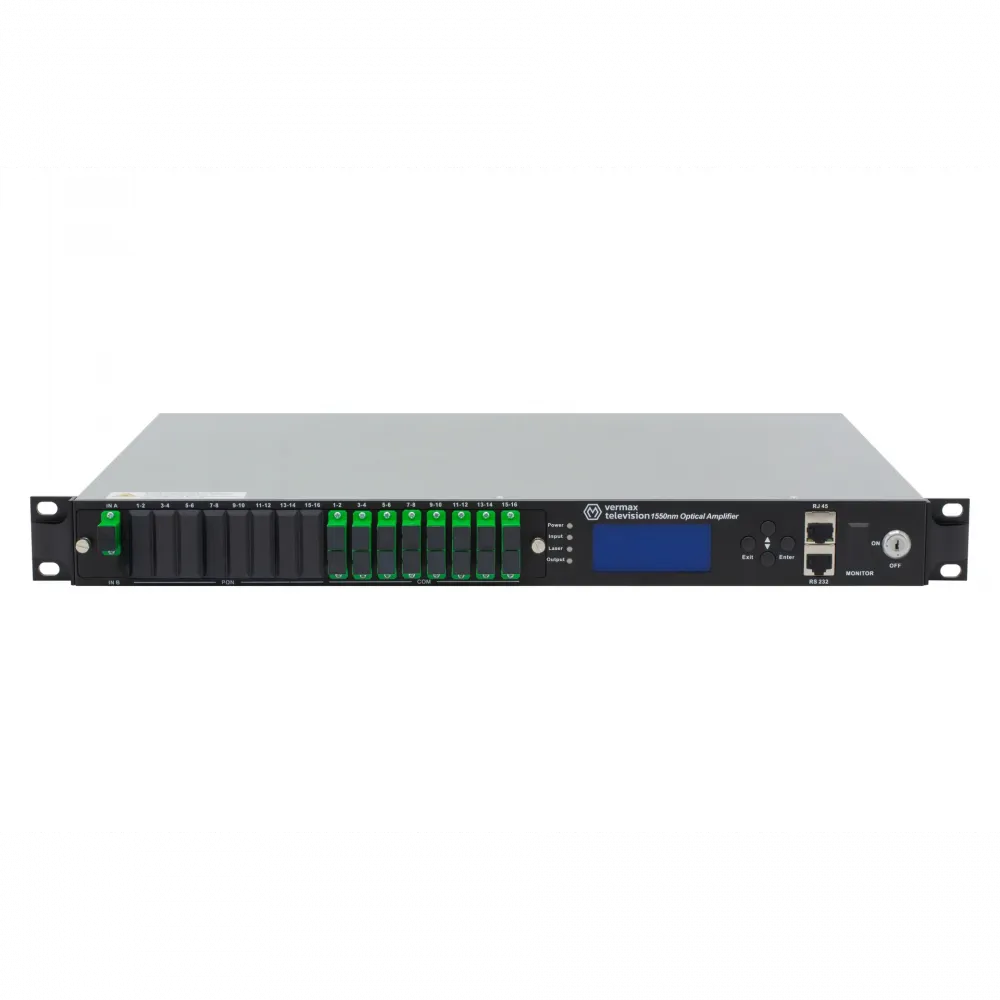 Оптический усилитель VERMAX для сетей КТВ, 1 вход, 16*18dBm выход, RT1, 1U