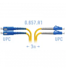 Патчкорд оптический LC/UPC-SC/UPC SM Duplex 3 метра