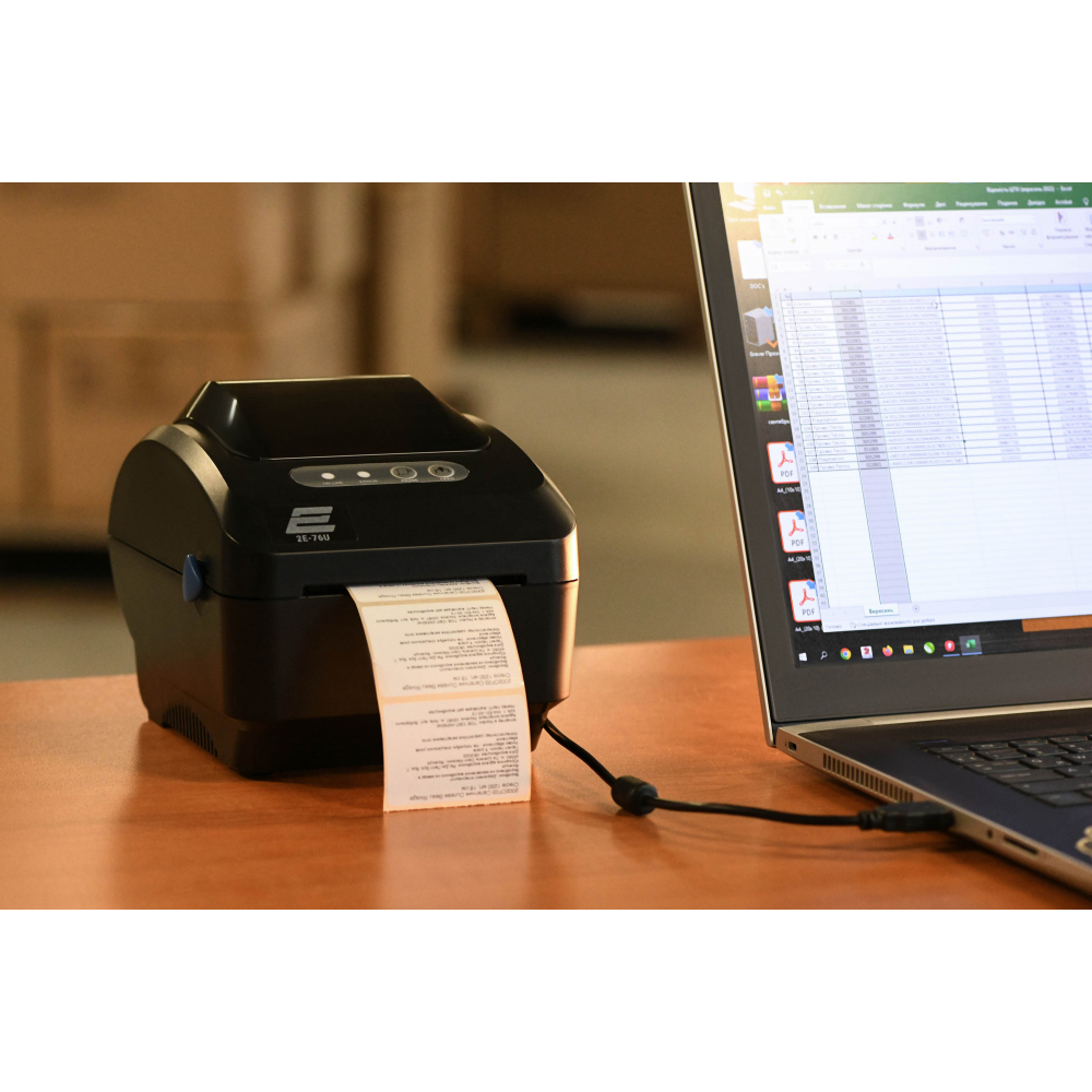 Термопринтер этикеток 2E 76U 203dpi 20-76мм USB