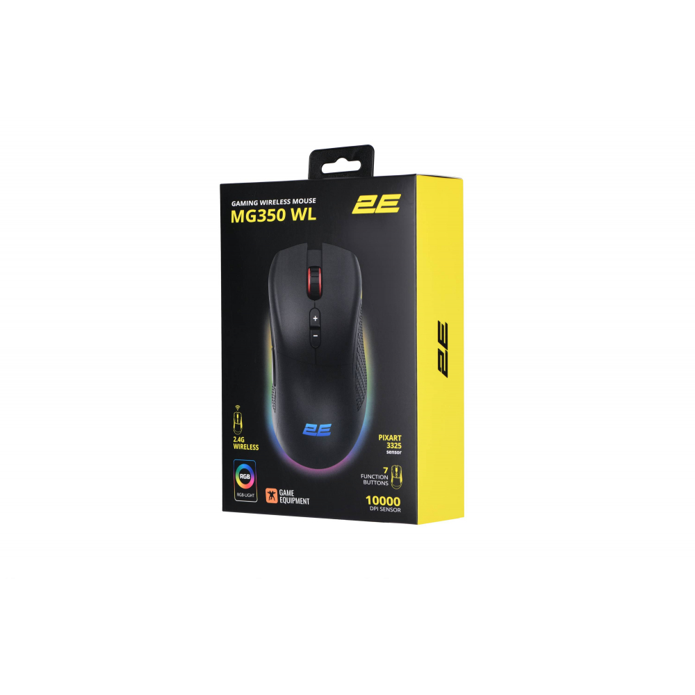 Мышь 2E GAMING MG350 WL, RGB, USB-A/WL, чёрный