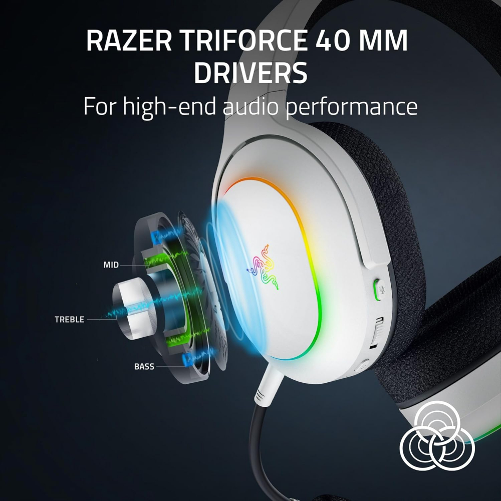 Гарнитура игровая Razer Barracuda X Chroma, BT/WL, RGB, белый