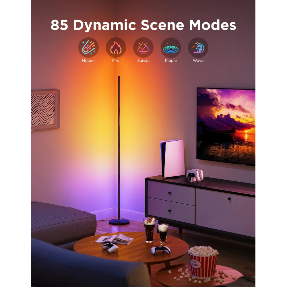 Торшер умный Govee H8076 Govee Floor Lamp lite, 1000Lm, RGBWW+RGBIC+WW, WI-FI/Bluetooth, черный