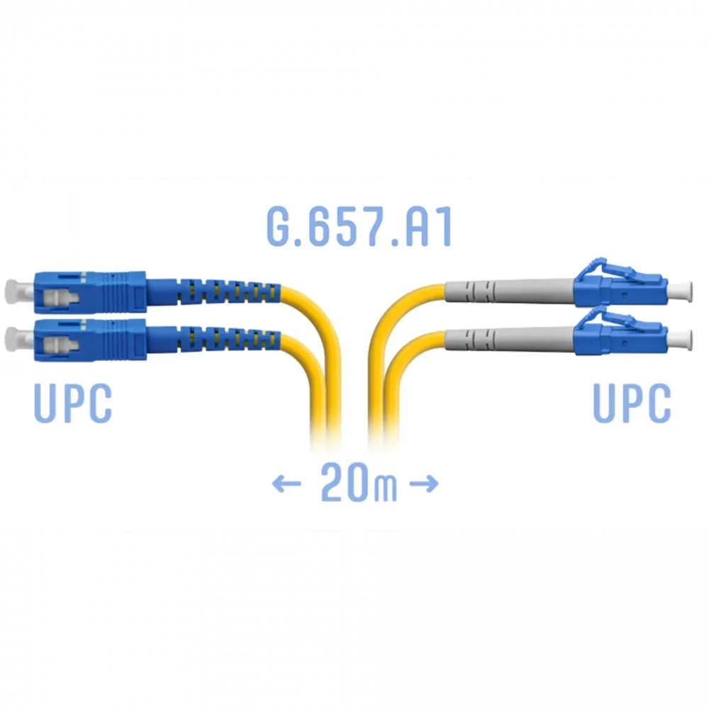 Патчкорд оптический LC/UPC-SC/UPC SM G.657.A1 Duplex 20 метров