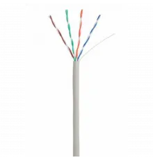 Кабель NETLAN U/UTP 4 пары, Кат.5e (Класс D), 100МГц, одножильный, BC (чистая медь), внутренний, PVC нг(B), серый, 305м