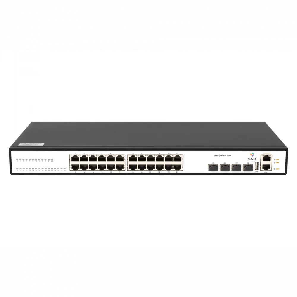 Управляемый коммутатор уровня 3 SNR-S2995G-24TX-RPS, 24 порта 10/100/1000Base-T, 4 SFP