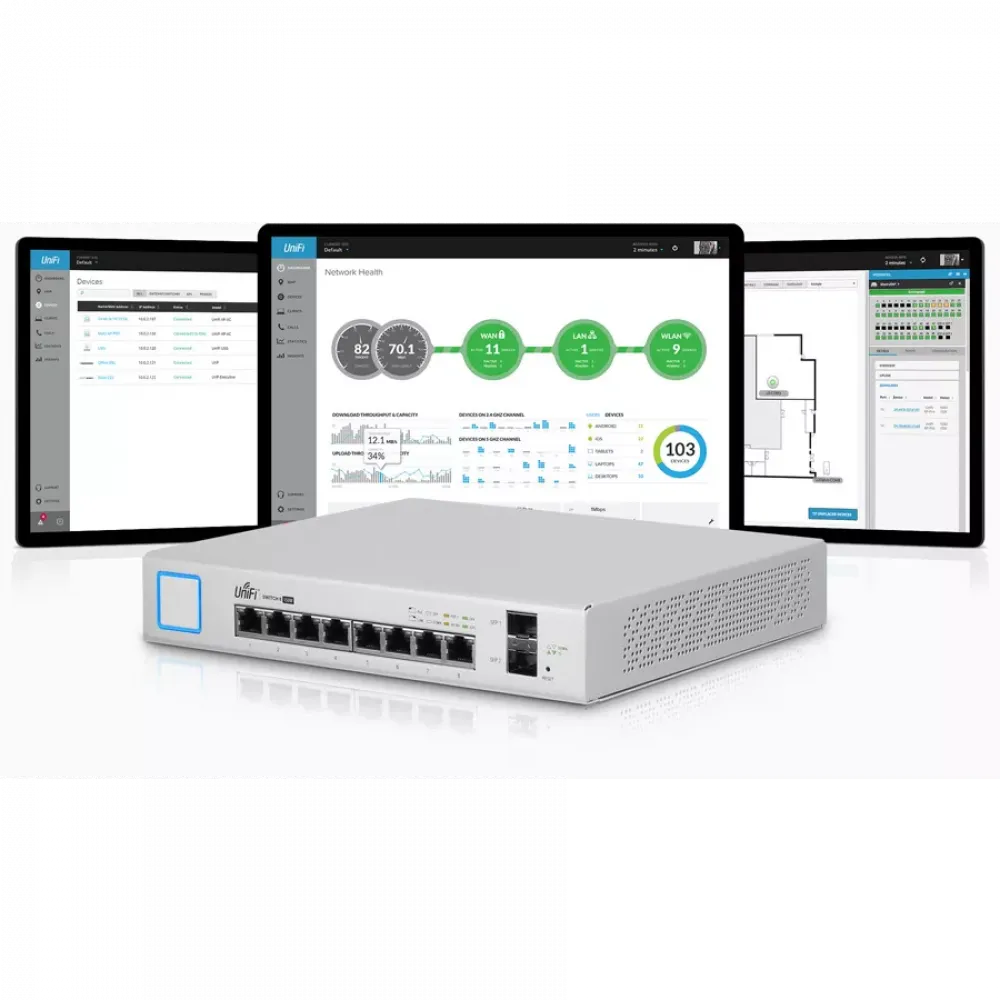 Коммутатор Ubiquiti UniFi Switch PoE 8 портов 150W