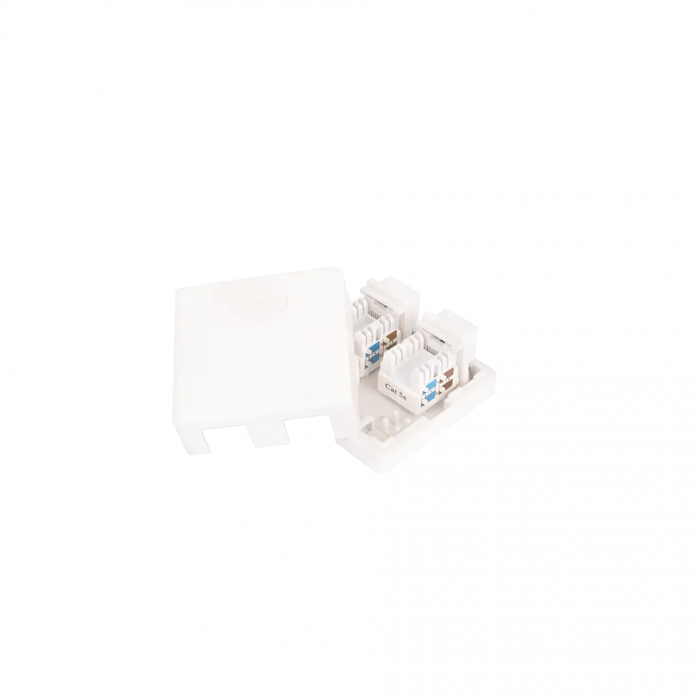 Настенная розетка NETLAN 2 порта RJ45 Кат.5e 100МГц белая (уп-ка 10шт)