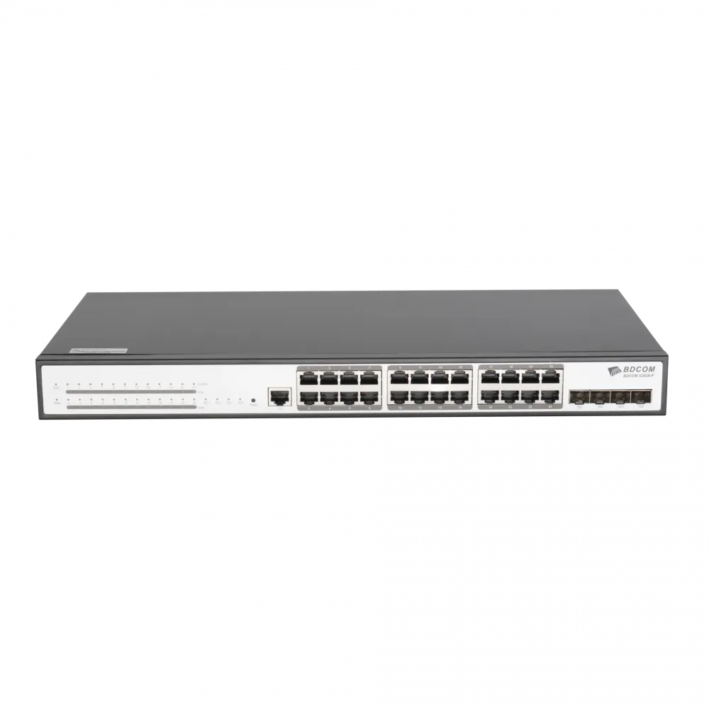 Управляемый PoE коммутатор BDCOM S2900-24P4X: 24 порта PoE, 4 SFP+, L3