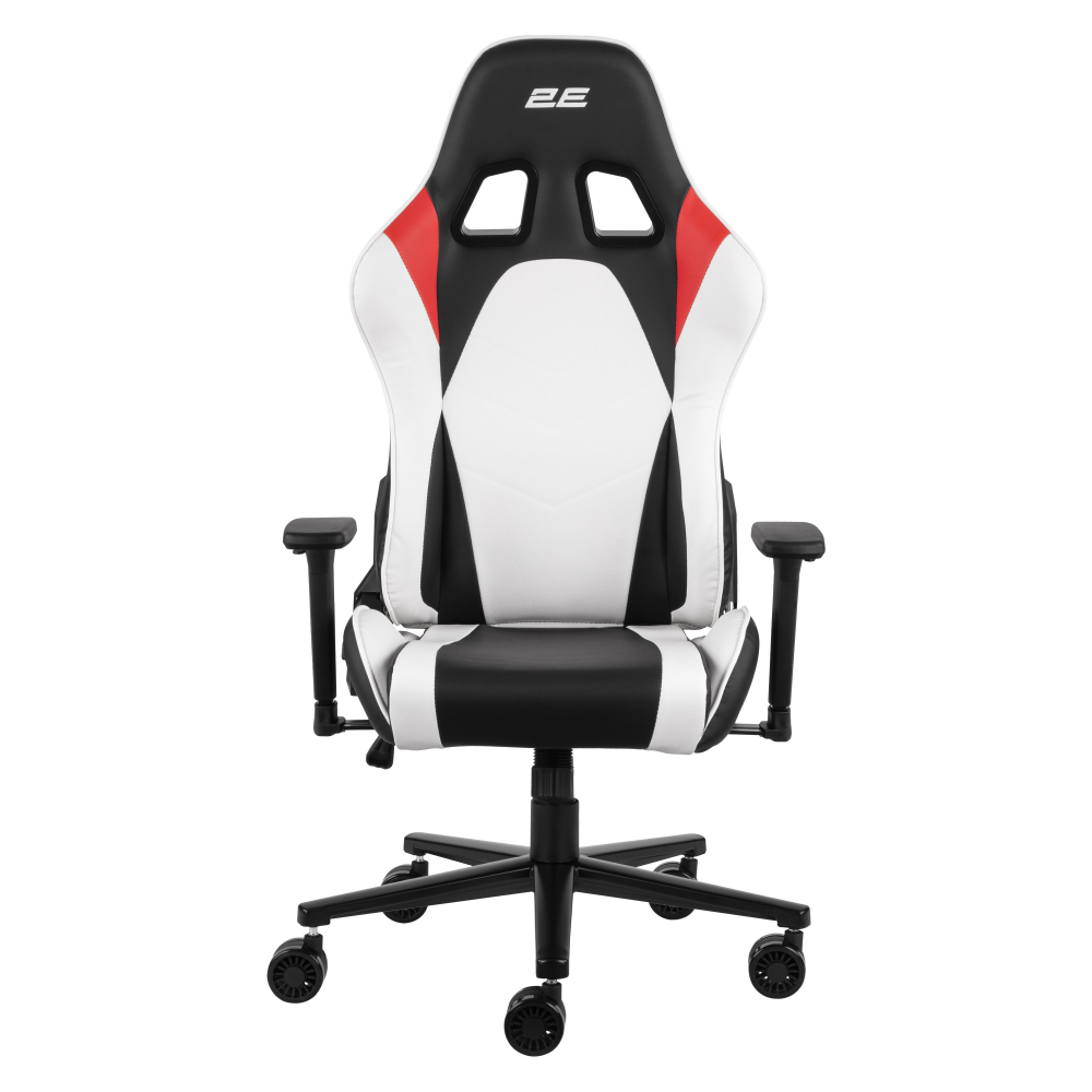 Кресло 2E GAMING BUSHIDO II, ПУ кожа, 3D-Armrests, чёрно-белый