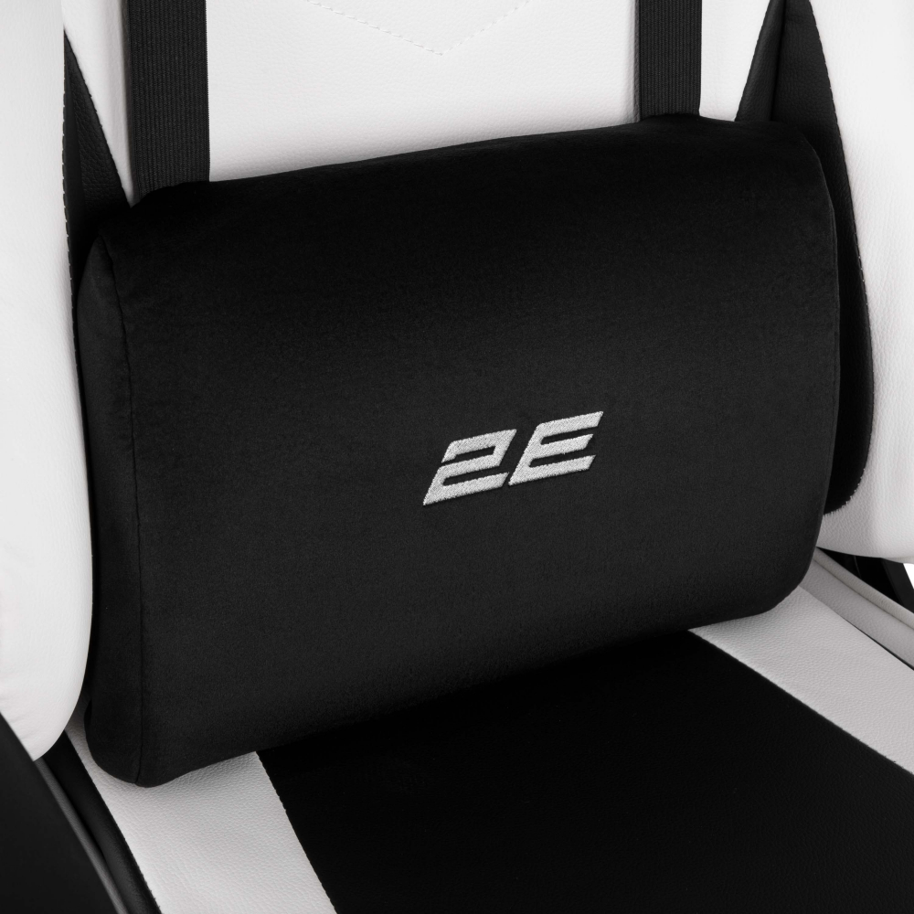 Кресло 2E GAMING BUSHIDO II, ПУ кожа, 3D-Armrests, чёрно-белый