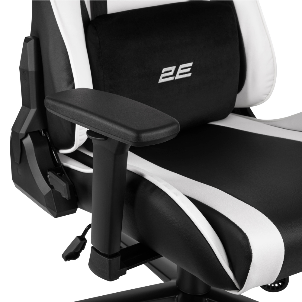 Кресло 2E GAMING BUSHIDO II, ПУ кожа, 3D-Armrests, чёрно-белый
