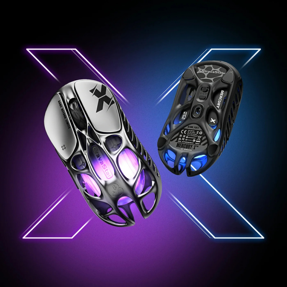Мышь GravaStar Mercury X, BT/WL/USB-A, RGB, серый