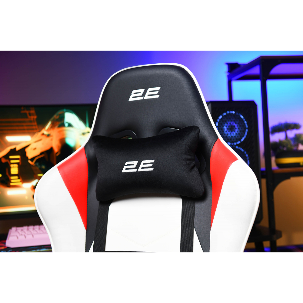 Кресло 2E GAMING BUSHIDO II, ПУ кожа, 3D-Armrests, чёрно-белый