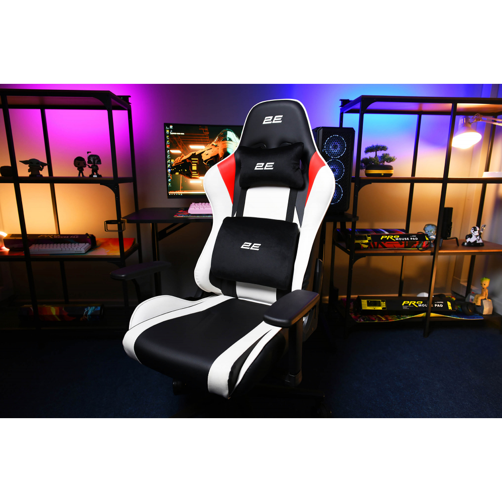 Кресло 2E GAMING BUSHIDO II, ПУ кожа, 3D-Armrests, чёрно-белый