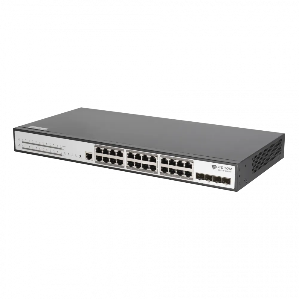 Управляемый PoE коммутатор BDCOM S2900-24P4X: 24 порта PoE, 4 SFP+, L3