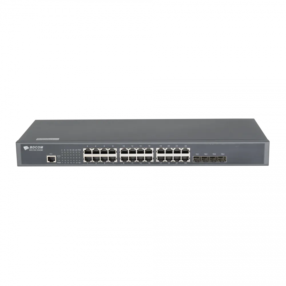 Управляемый коммутатор BDCOM S2900-24T4X, 24 порта 1GbE, 4 слота SFP+