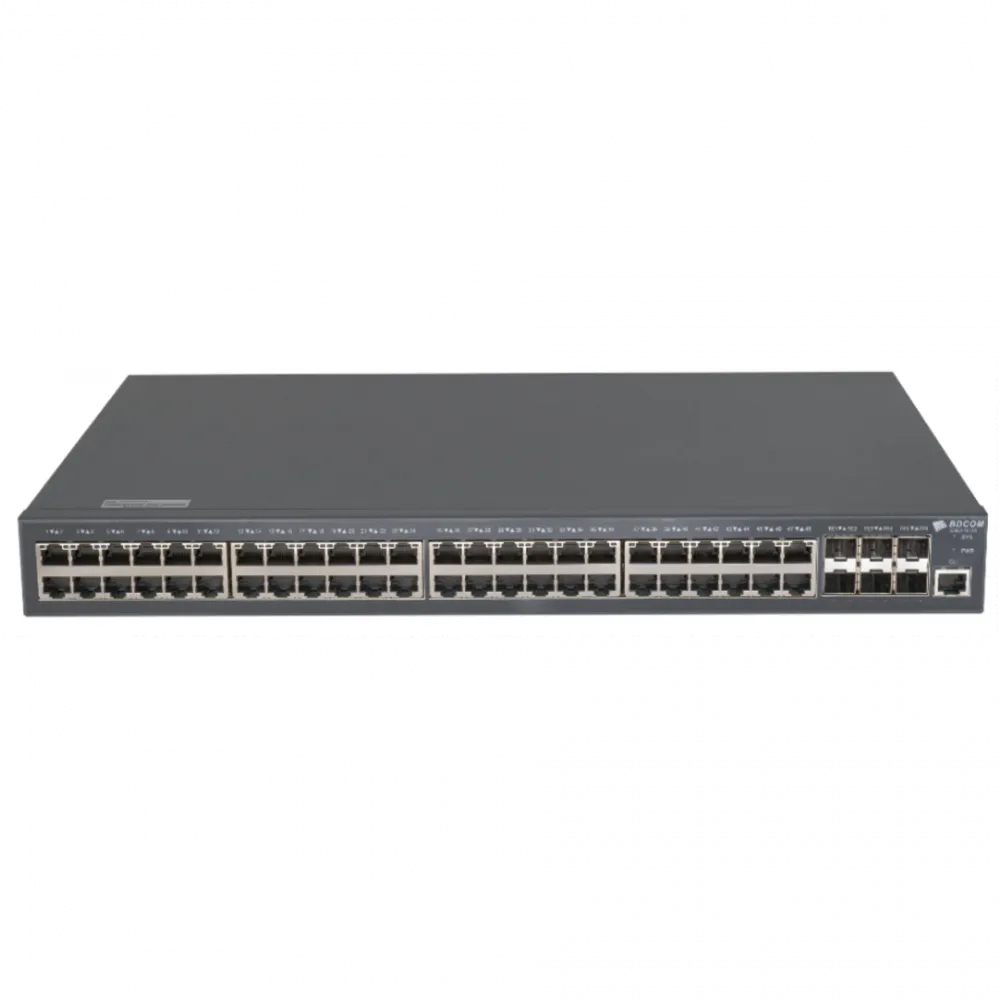 Управляемый коммутатор L3, 48 портов Gigabit SFP + 6 портов uplink 10G SFP+ c двумя БП AC-220