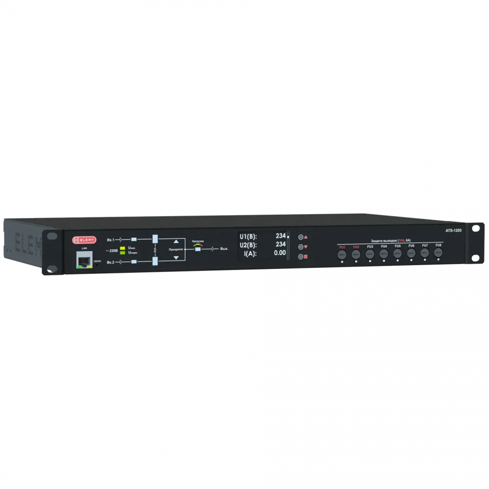 Автоматический стоечный переключатель ELEMY ATS-1205/16 1U, 220В, 16А