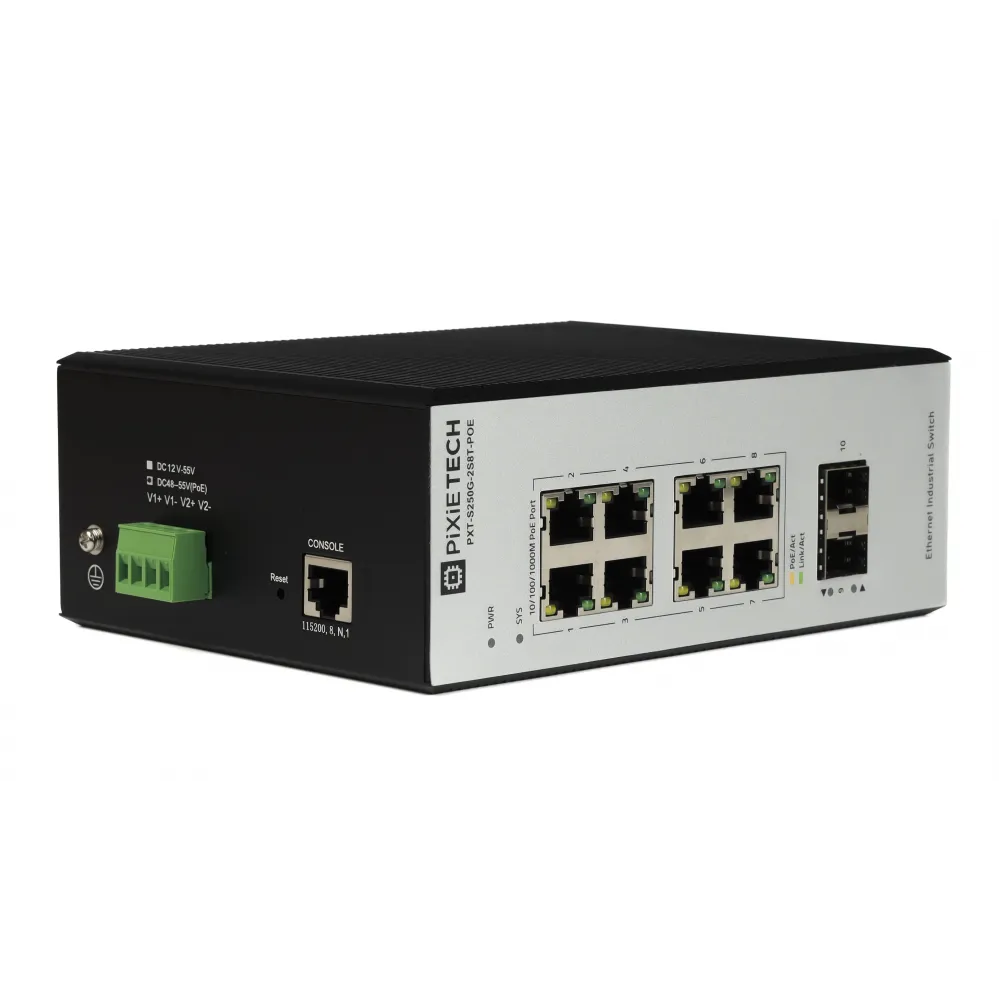 Управляемый промышленный POE коммутатор PXT-S250G-2S8T-POE