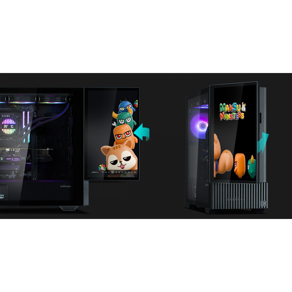 Корпус Zalman Z10 DS без БП, 2xUSB3.0, 1xUSB Type-C, 2x120мм, 1x120мм ARGB, TG Side Panel, ATX, черный
