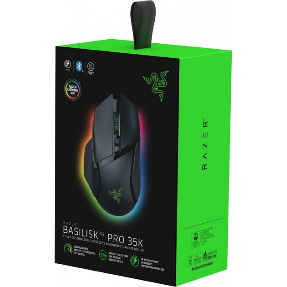 Мышь Razer Basilisk V3 Pro 35K, RGB, USB-A/WL/BT, чёрный