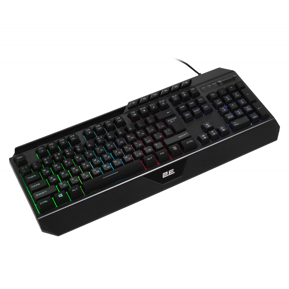 Клавиатура мембранная 2E GAMING KG315, 110 клавиш, USB-A, EN/RU, RGB подсветка, черный
