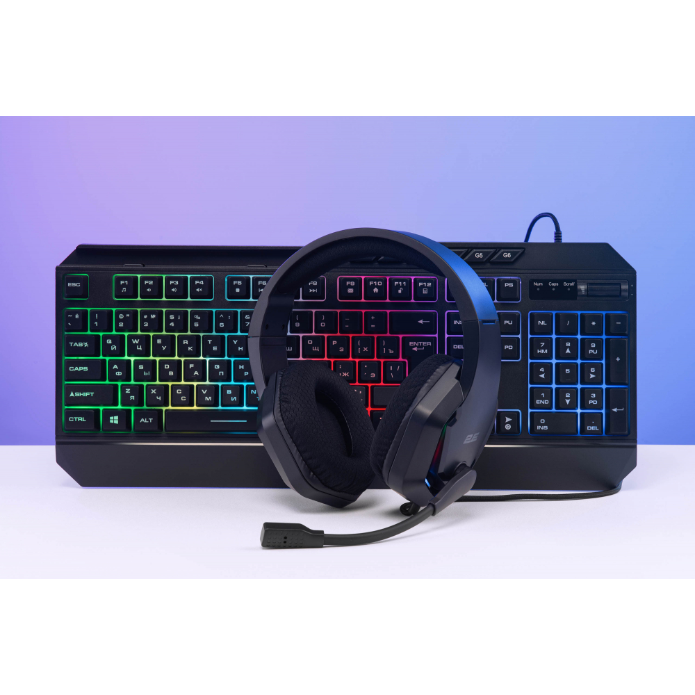 Клавиатура мембранная 2E GAMING KG315, 110 клавиш, USB-A, EN/RU, RGB подсветка, черный