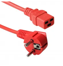 Кабель питания EU-Schuko/IEC320-C19, 220B, 16А, 1.8м, красный