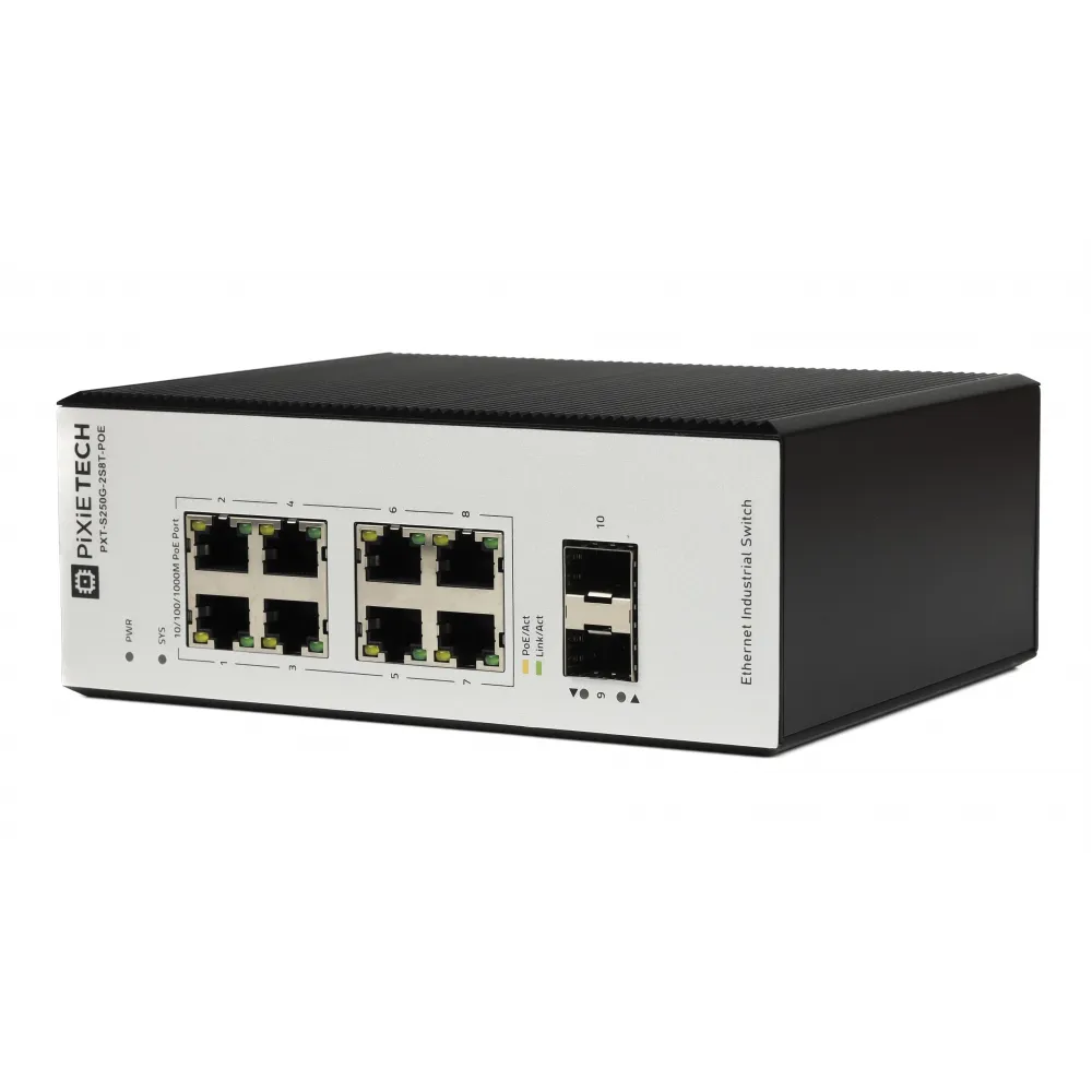 Управляемый промышленный POE коммутатор PXT-S250G-2S8T-POE
