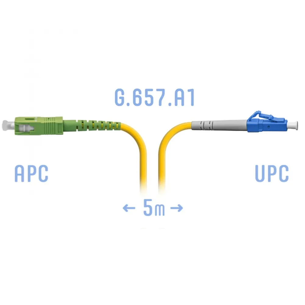 Патчкорд оптический LC/UPC-SC/APC 5 метров, G.657.A1, одномодовый