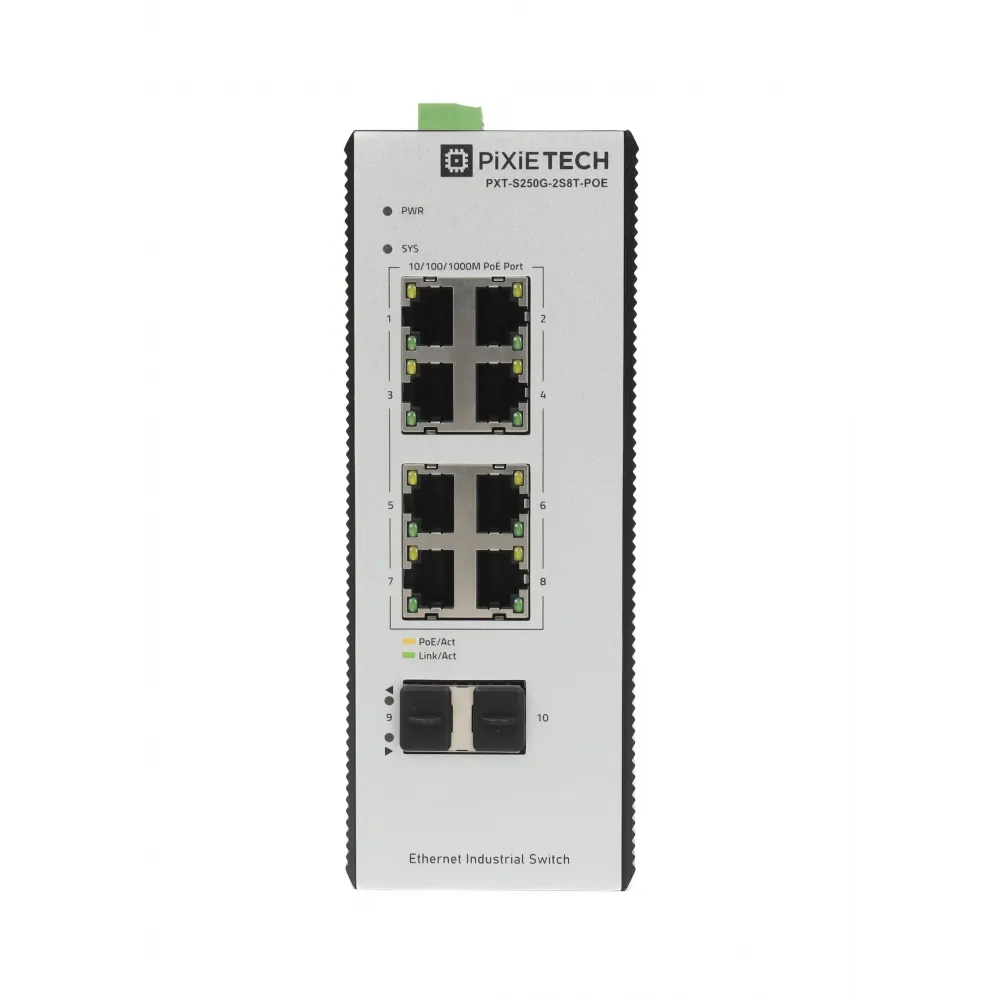 Управляемый промышленный POE коммутатор PXT-S250G-2S8T-POE