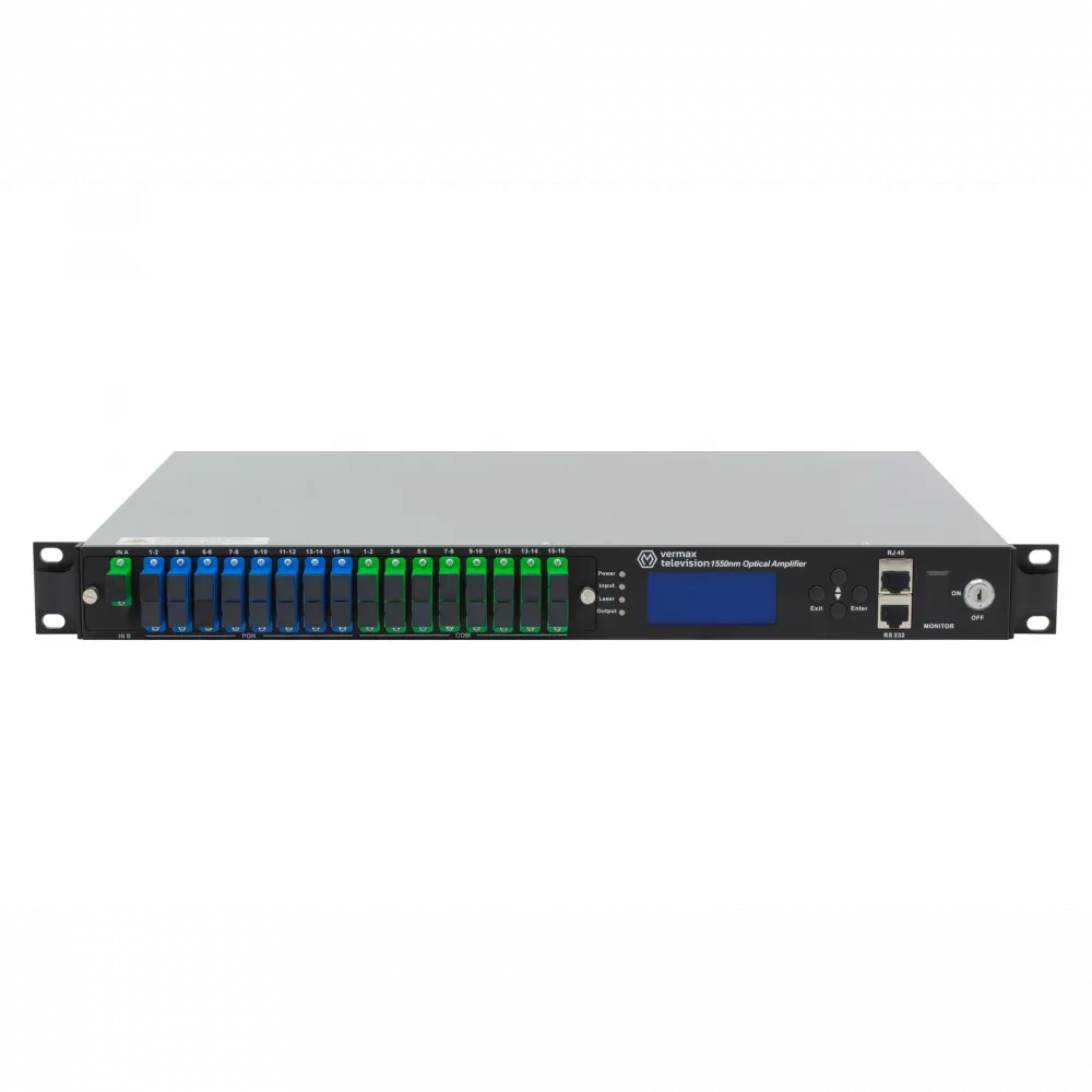 Оптический усилитель VERMAX для сетей КТВ, 1 вход, 16*20dBm выход, CWDM 1310/1490/1550, 1U
